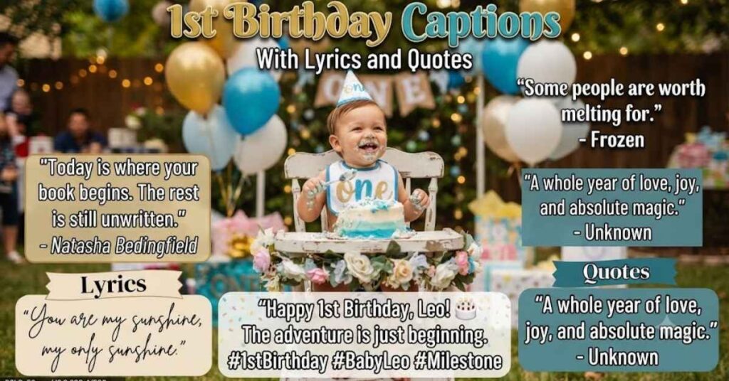 1st Birthday Captions With Lyrics and Quotes
