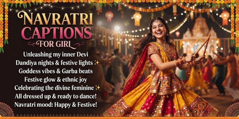 navratri captions for girl